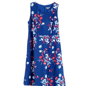 Jessica London Dress Midi Aline Lined Sleeveless Linen Blend Blue Plus Size 20W